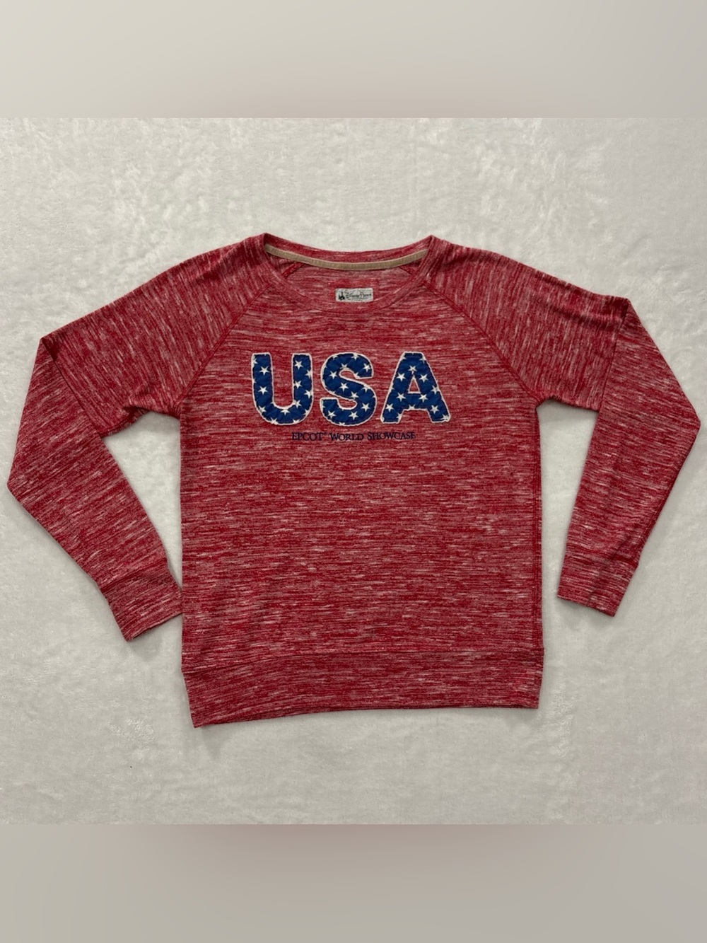 Disney Parks USA Epcot World Showcase Red Heathered Sweatshirt Women’s Size L
